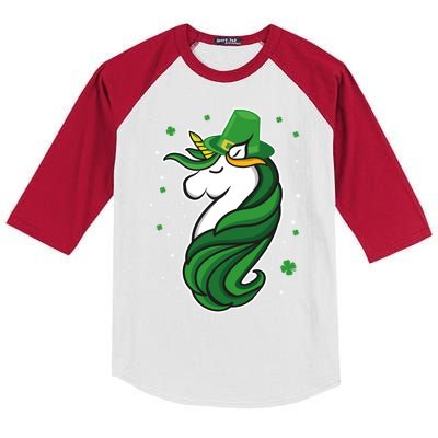 St. Patrick's Day Unicorn Kids Colorblock Raglan Jersey