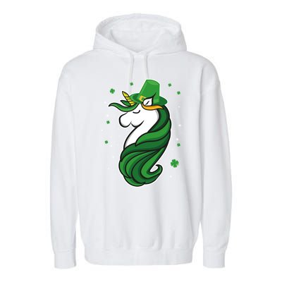 St. Patrick's Day Unicorn Garment-Dyed Fleece Hoodie