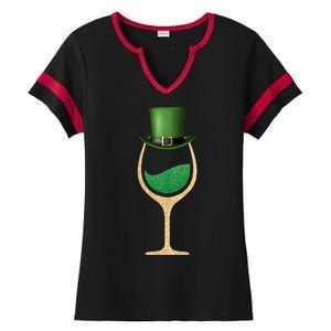 St. Patrick's Day Wine Glass Ladies Halftime Notch Neck Tee