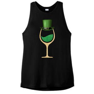 St. Patrick's Day Wine Glass Ladies PosiCharge Tri-Blend Wicking Tank