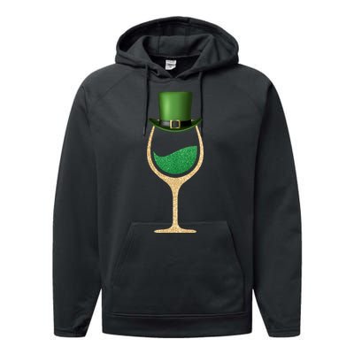 St. Patrick's Day Wine Glass Performance Fleece Hoodie