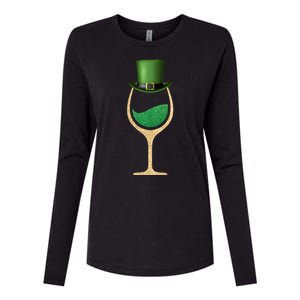 St. Patrick's Day Wine Glass Womens Cotton Relaxed Long Sleeve T-Shirt