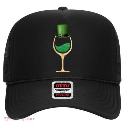 St. Patrick's Day Wine Glass High Crown Mesh Back Trucker Hat