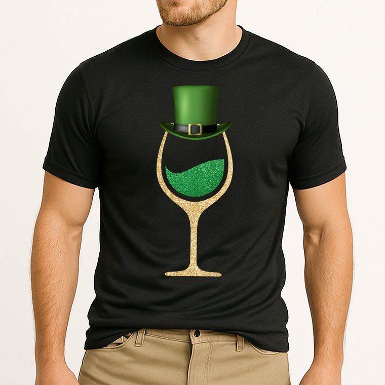 St. Patrick's Day Wine Glass Cooling Performance Crew T-Shirt