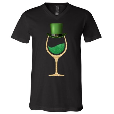 St. Patrick's Day Wine Glass V-Neck T-Shirt