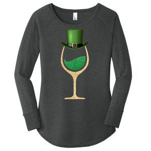 St. Patrick's Day Wine Glass Women's Perfect Tri Tunic Long Sleeve Shirt