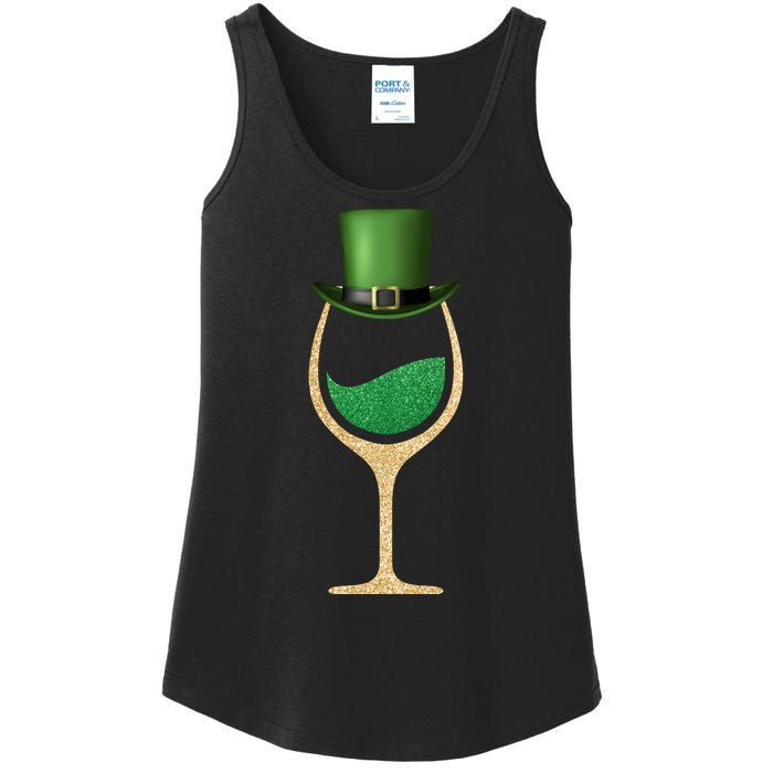 St. Patrick's Day Wine Glass Ladies Essential Tank