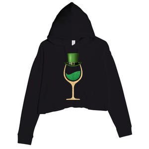 St. Patrick's Day Wine Glass Crop Fleece Hoodie