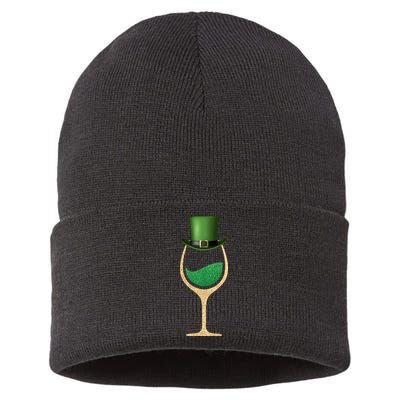 St. Patrick's Day Wine Glass Sustainable Knit Beanie