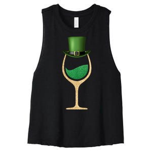 St. Patrick's Day Wine Glass Women's Racerback Cropped Tank