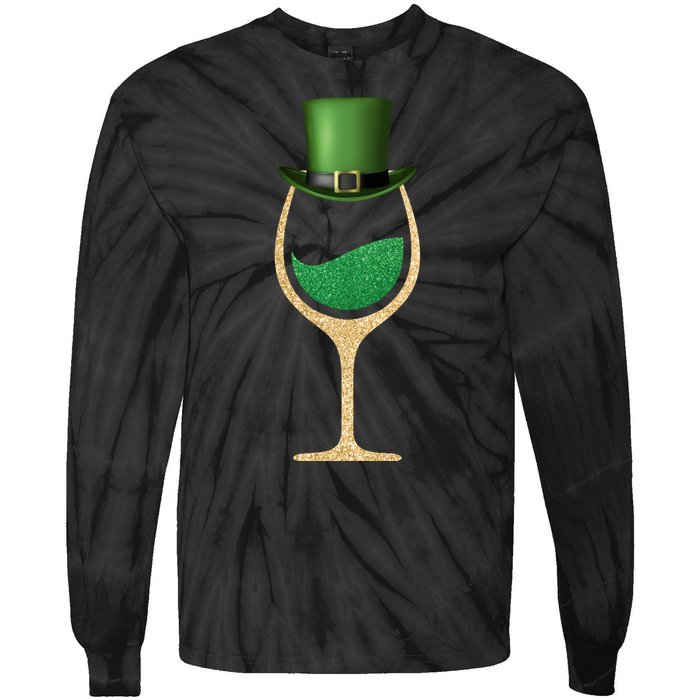 St. Patrick's Day Wine Glass Tie-Dye Long Sleeve Shirt