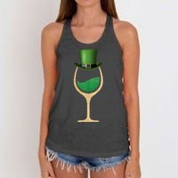 St. Patrick's Day Wine Glass Women's Knotted Racerback Tank