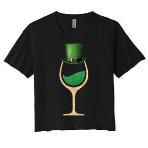 St. Patrick's Day Wine Glass Women's Crop Top Tee