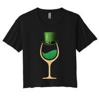 St. Patrick's Day Wine Glass Women's Crop Top Tee