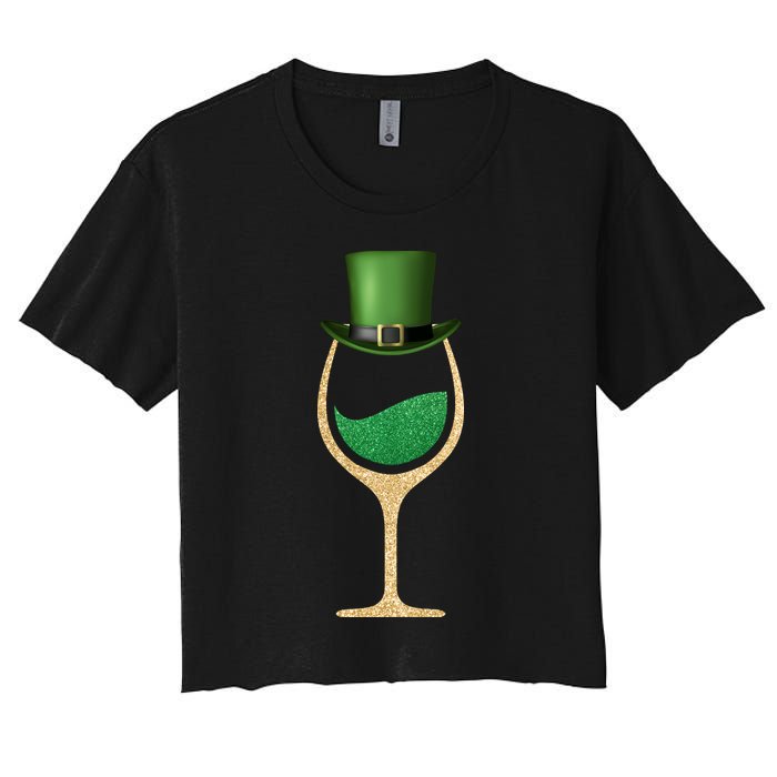 St. Patrick's Day Wine Glass Women's Crop Top Tee