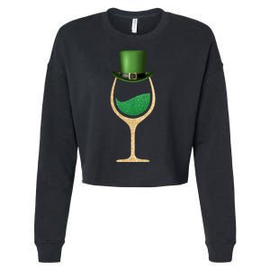 St. Patrick's Day Wine Glass Cropped Pullover Crew