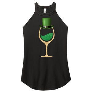 St. Patrick's Day Wine Glass Women's Perfect Tri Rocker Tank