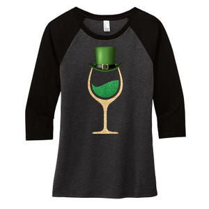 St. Patrick's Day Wine Glass Women's Tri-Blend 3/4-Sleeve Raglan Shirt