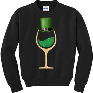 St. Patrick's Day Wine Glass Kids Sweatshirt