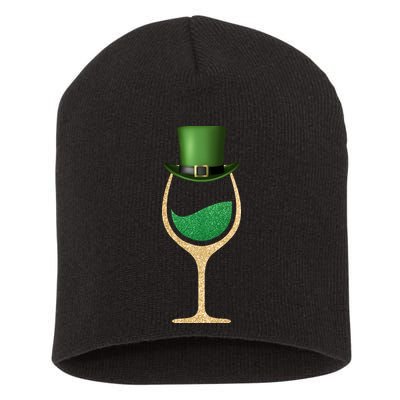 St. Patrick's Day Wine Glass Short Acrylic Beanie