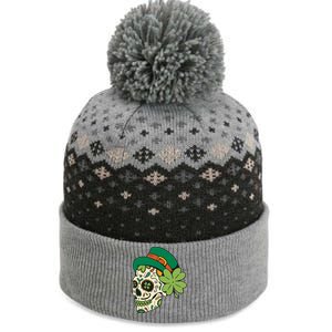 St Patricks Clover Skull The Baniff Cuffed Pom Beanie