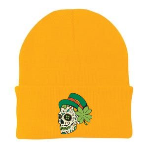 St Patricks Clover Skull Knit Cap Winter Beanie