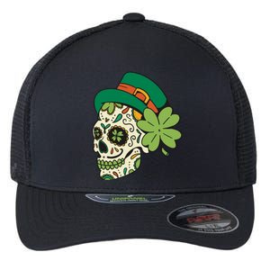 St Patricks Clover Skull Flexfit Unipanel Trucker Cap