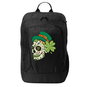 St Patricks Clover Skull City Backpack