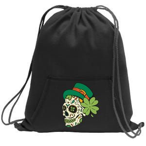 St Patricks Clover Skull Sweatshirt Cinch Pack Bag