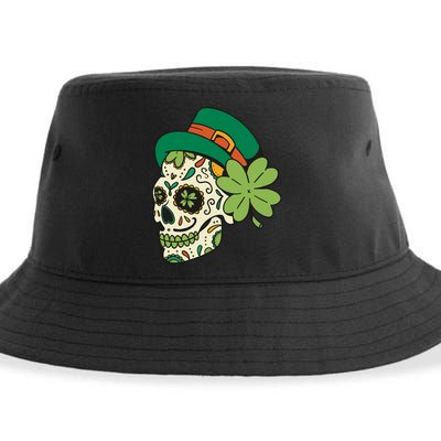 St Patricks Clover Skull Sustainable Bucket Hat