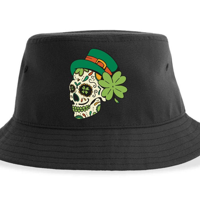 St Patricks Clover Skull Sustainable Bucket Hat