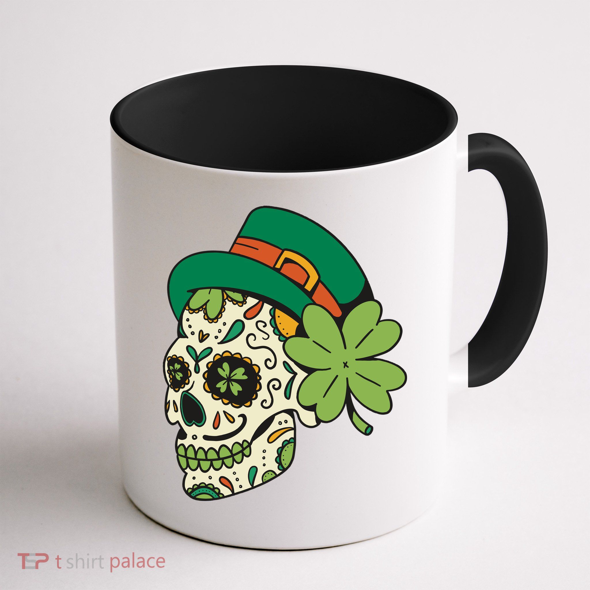 St Patricks Clover Skull Mug