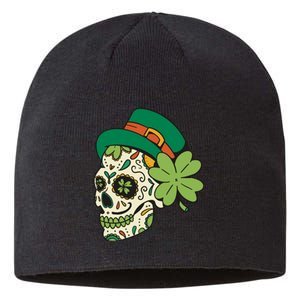 St Patricks Clover Skull Sustainable Beanie