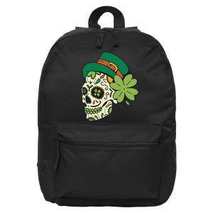 St Patricks Clover Skull 16 in Basic Backpack