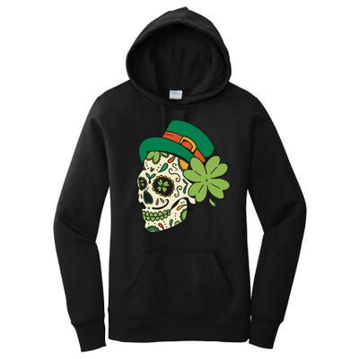 St Patricks Clover Skull Women's Pullover Hoodie