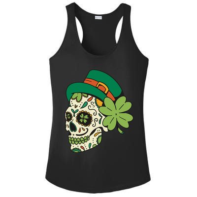 St Patricks Clover Skull Ladies PosiCharge Competitor Racerback Tank