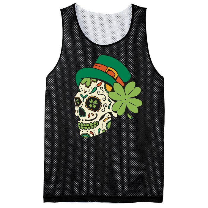 St Patricks Clover Skull Mesh Reversible Basketball Jersey Tank