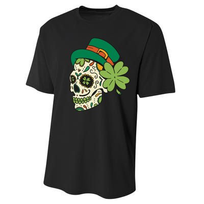 St Patricks Clover Skull Performance Sprint T-Shirt