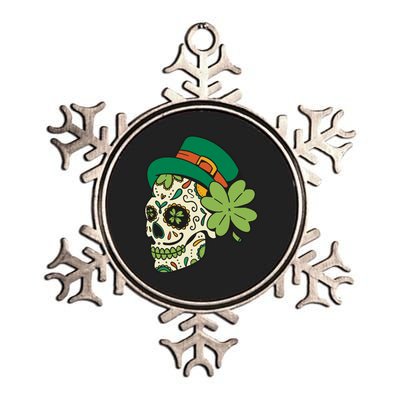 St Patricks Clover Skull Metallic Star Ornament