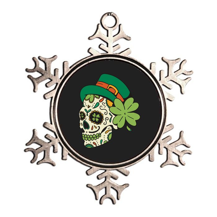 St Patricks Clover Skull Metallic Star Ornament