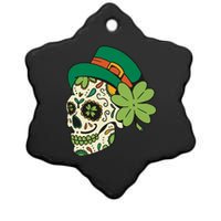 St Patricks Clover Skull Ceramic Star Ornament