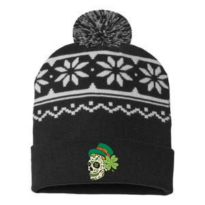 St Patricks Clover Skull USA-Made Snowflake Beanie