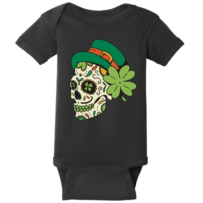 St Patricks Clover Skull Baby Bodysuit