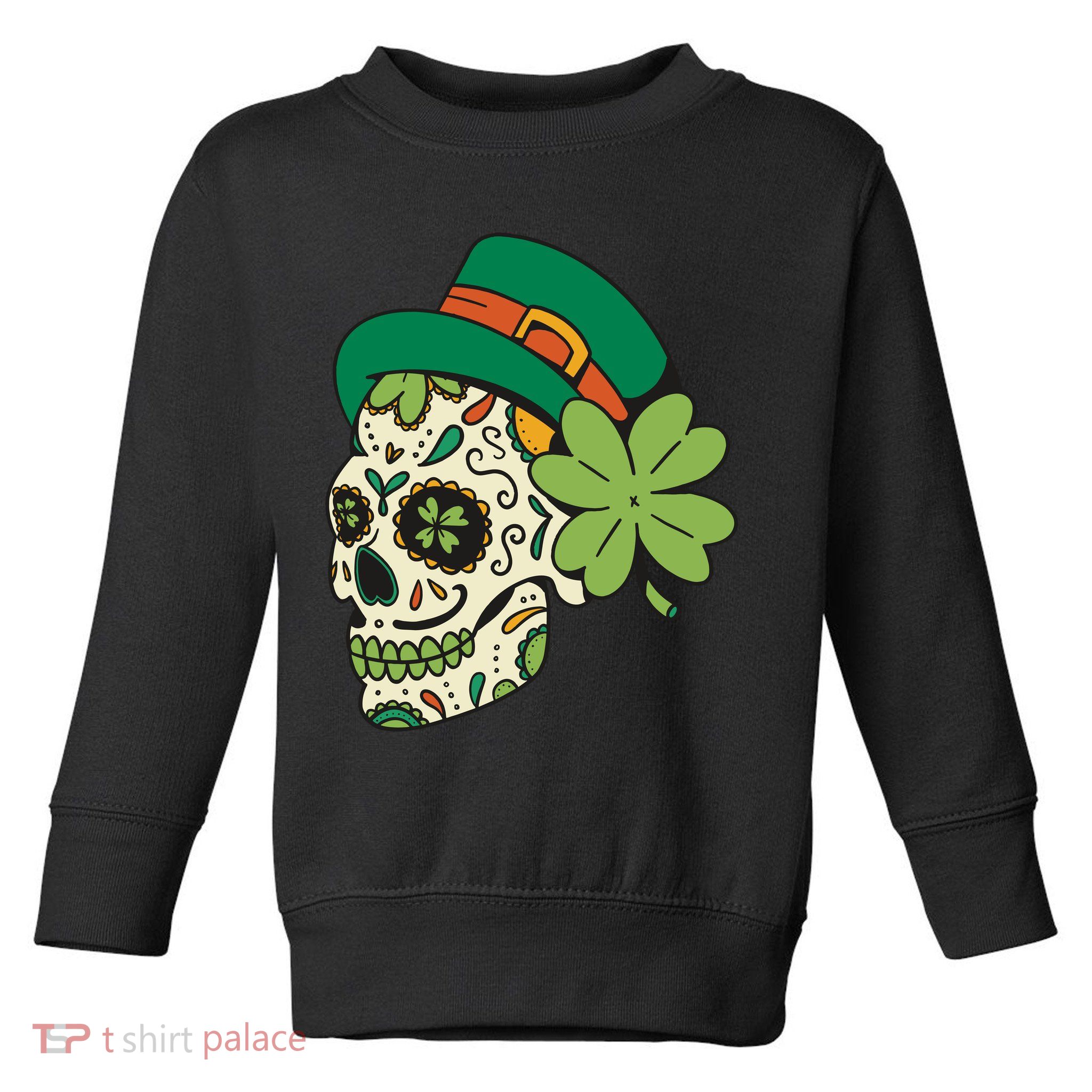 St Patricks Clover Skull Toddler Sweatshirt