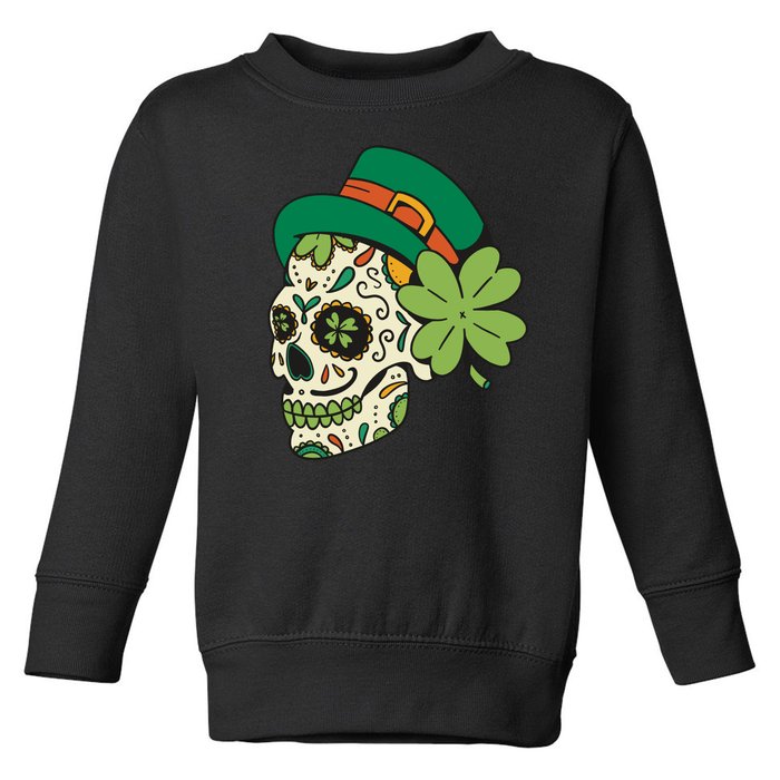 St Patricks Clover Skull Toddler Sweatshirt