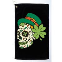 St Patricks Clover Skull Golf Towel