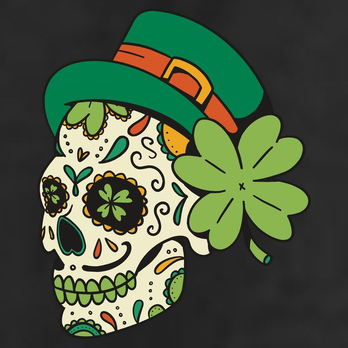 St Patricks Clover Skull Golf Towel