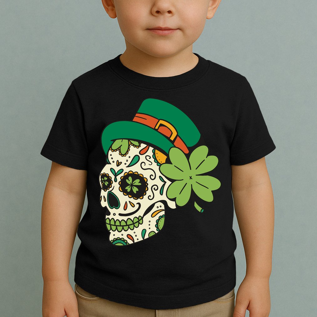 St Patricks Clover Skull Toddler T-Shirt
