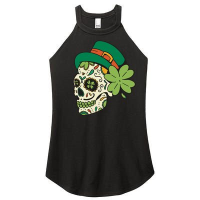 St Patricks Clover Skull Women’s Perfect Tri Rocker Tank