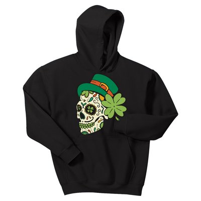 St Patricks Clover Skull Kids Hoodie